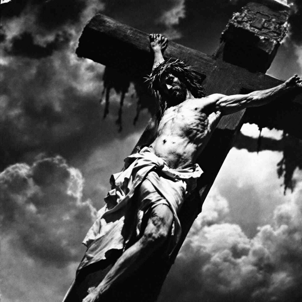 Alleged Chronovisor photo showing Jesus Christ on the cross during the crucifixion, claimed to be captured by a Vatican device