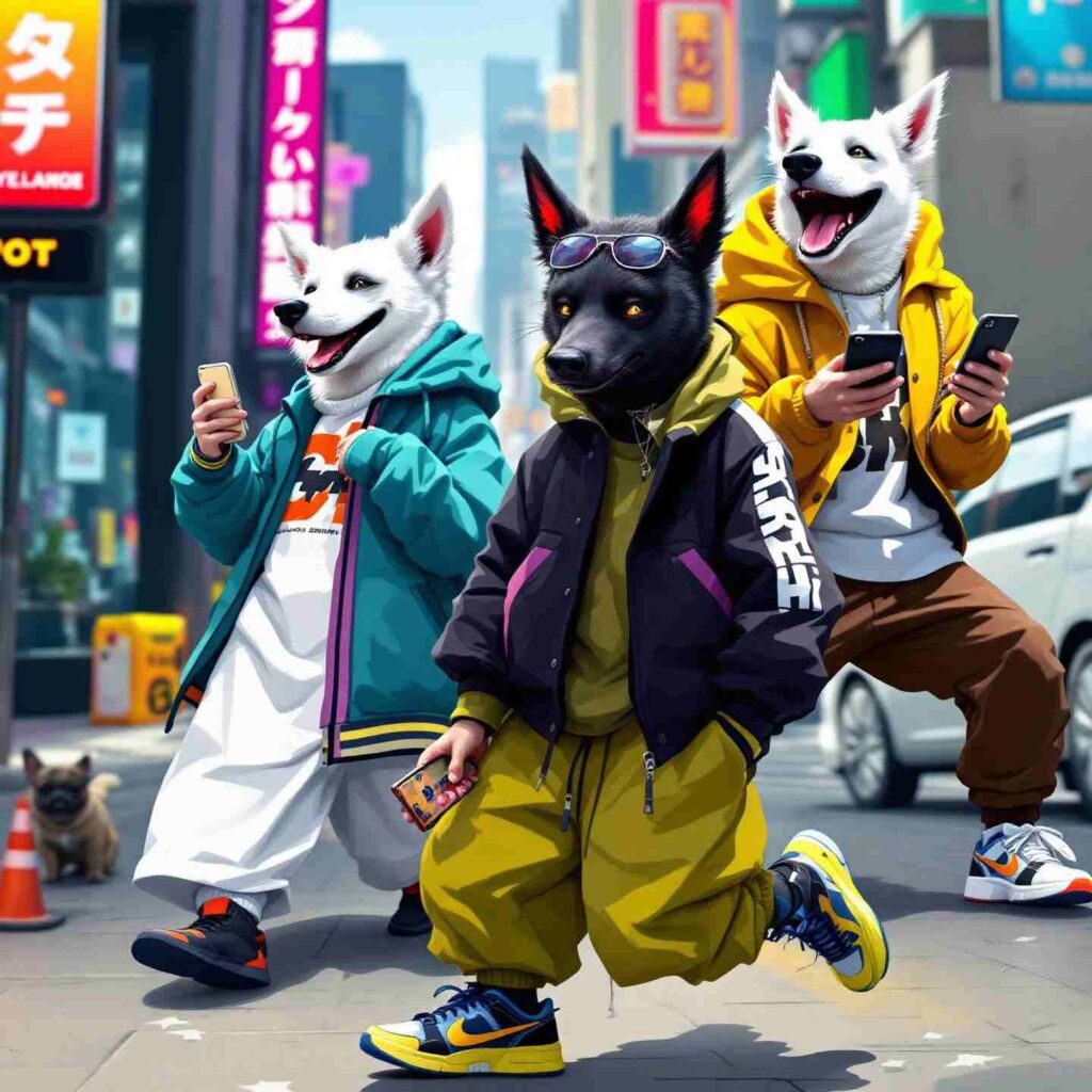 Modern pop culture depiction of Cynocephali — dog-headed humanoid figures reimagined in contemporary art, comics, or media.