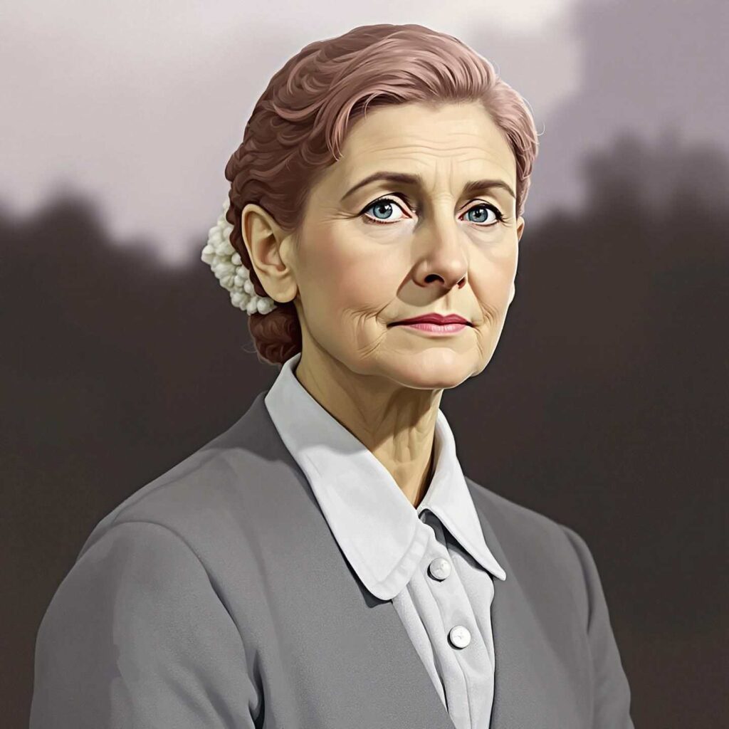 Portrait of Irena Krzyzanowska as an elderly woman.