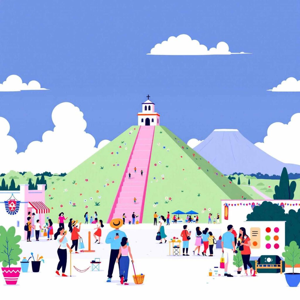 Animated image showing pleasant weather for visiting the Great Pyramid of Cholula.